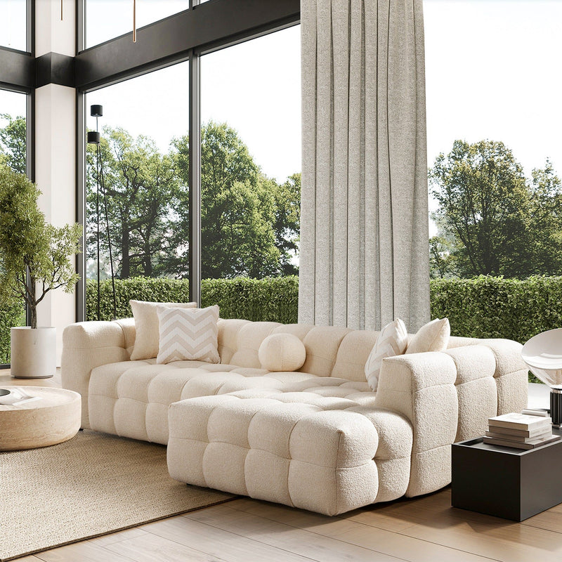 Alana - Tufted Right Sectional Sofa - Ivory