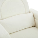 Accent Rocking Chair With Curved Back & Pillow, Base, Ultimate Comfort For Living Room Or Nursery - Cream White
