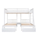 Full Over Twin & Twin Bunk Bed, Wood Triple Bunk Bed with Drawers and Guardrails, White (OLD SKU: LP000143AAK)