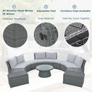 10 Piece Outdoor Sectional Half Round Patio Rattan Sofa Set
