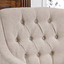 Accent Chair, Living Room Chair, Footrest Chair Set With Vintage Brass Studs, Button Tufted Upholstered Armchair For Living Room, Comfy Reading Chair For Bedroom, Reception Room