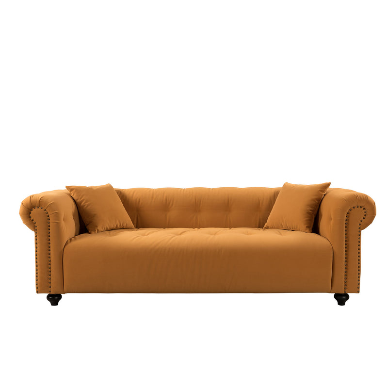 Vintage Medieval Style Sofa, Chesterfield Design, With 2 Throw Pillows