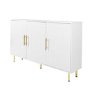 3 Door Large Storage Sideboard With Handles For Kitchen, Dining Room And Living Room, Accent Buffet Cabinet, Coffee Bar Sideboard Cabinet With 3 Doors - White / Gold