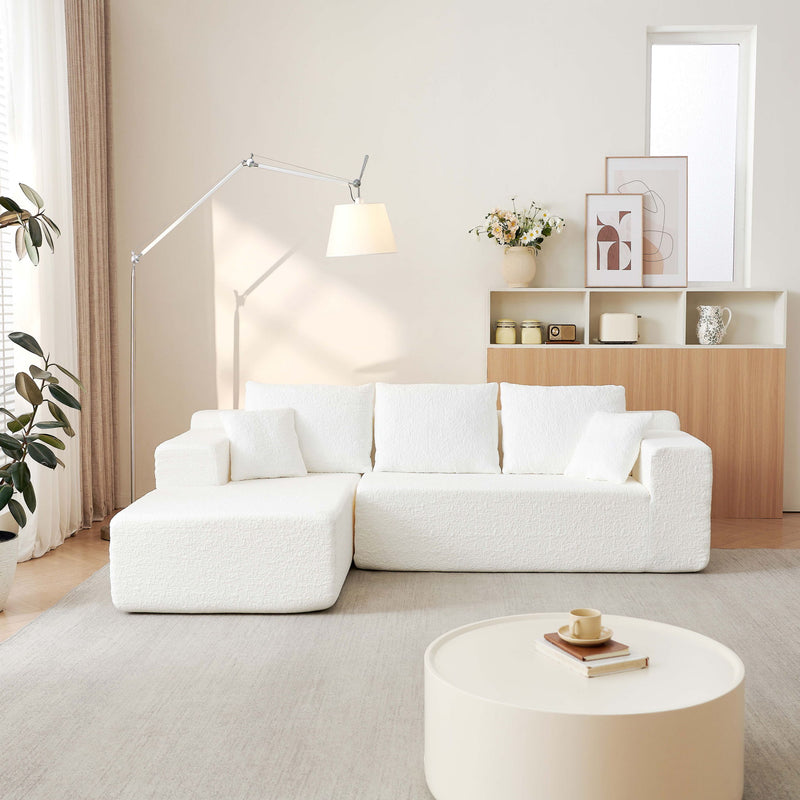 Modular Cloud Sectional Couch With L Shape Chaise - White
