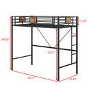 Metal Twin Loft Bed Frame with Stairs & Full-Length Guardrail, Space-Saving Design, No Box Spring Needed,, Noise Free, Black