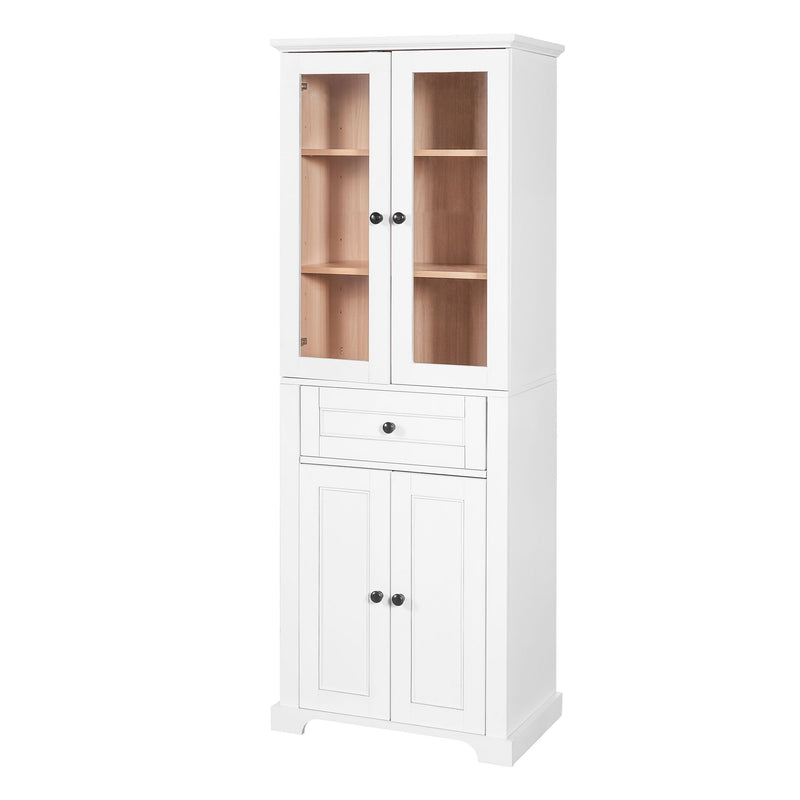 Bathroom Storage Cabinet, Adjustable Shelves & Drawer, Freestanding Linen Tower