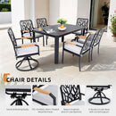 Outdoor Patio Furniture Dining Set With Sunbrella Fabric, Rectangular Table With Umbrella Hole