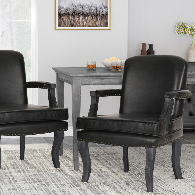 French Country Style Dining Chair With Nailhead Trim