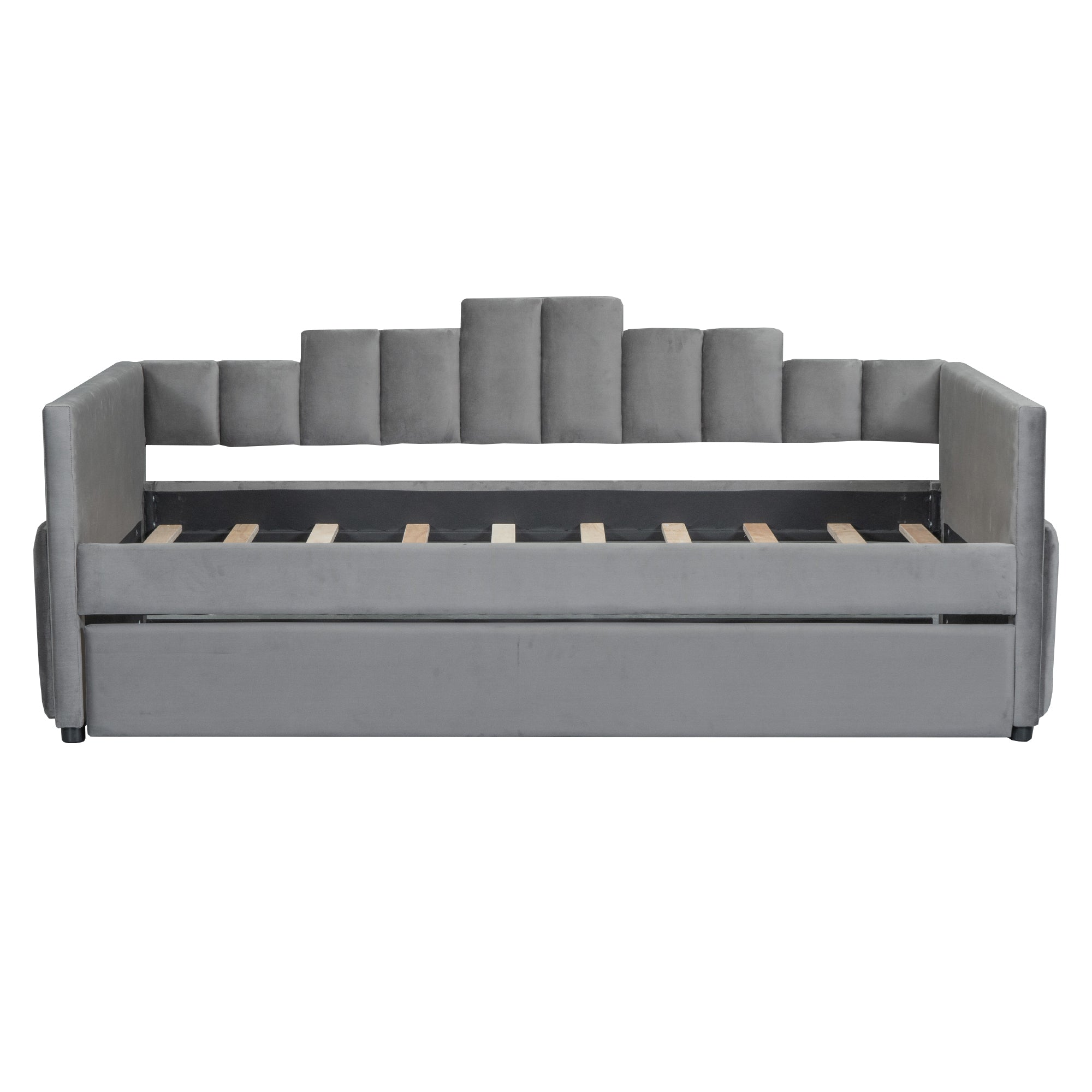 Twin Size Upholstered Daybed with Light and USB Port, Gray - Atlantic Fine Furniture Melbourne FL