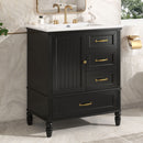 30" Bathroom Vanity With Sink, 3 Drawers, Adjustable Feet
