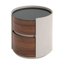 Italian Retro Double Storage Round Side Table - Gray Brown