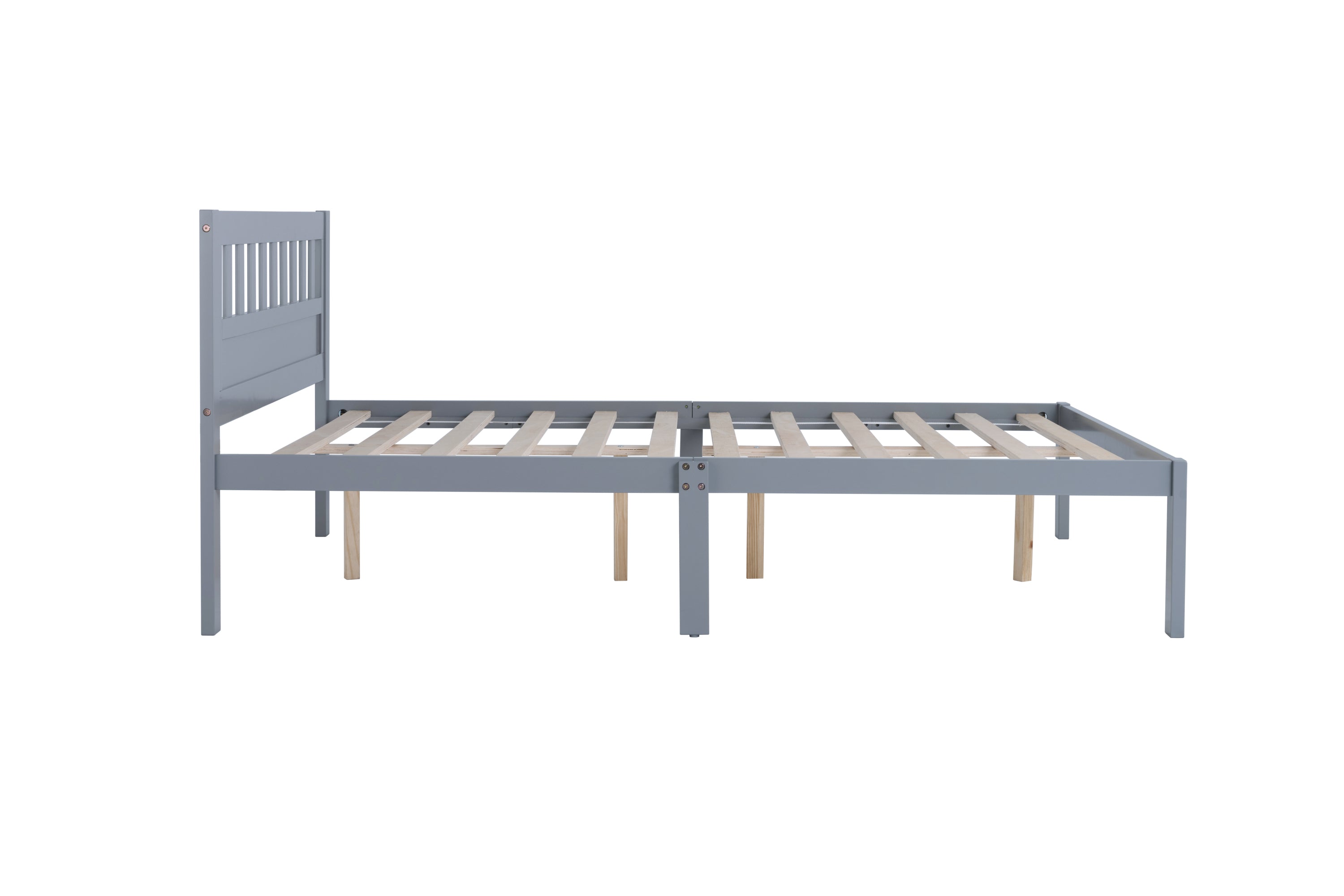 Full Size Bed, Wood Platform Bed Frame with Headboard For Kids, Slatted, Gray - Atlantic Fine Furniture Melbourne FL