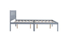Full Size Bed, Wood Platform Bed Frame with Headboard For Kids, Slatted, Gray