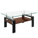 Modern Rectangular Coffee Table With Tempered Glass Top Layer, Table For Living Room - Transparent