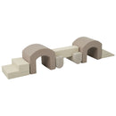 Indoor Soft Foam Climber Play Sets 7 In 1, Soft Play Equipment Climb And Crawl Playground For Toddlers, Kids Crawling And Climbing Active Play Structure - Coffee