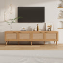 TV Stand With Storage & Cable Holes - Natural Wood