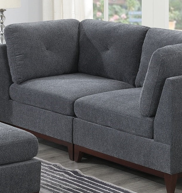 Ash Grey Chenille Fabric Modular Sofa Set 6pc Set Living Room Furniture Couch Sofa Loveseat 4x Corner Wedge 1x Armless Chair and 1x Ottoman Tufted Back