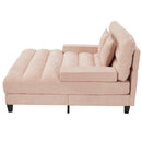 Chaise Bed Lounge Sofa Chair With Adjustable Backrest And LED Light Strip - Pink