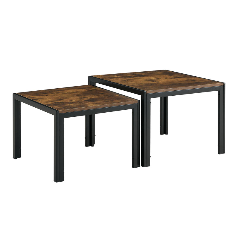 Nesting Coffee Table (Set of 2), Square Modern Stacking Table With Tempered Glass Finish For Living Room