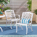 Unravel - Outdoor Arm Chair With Scroll Design And Floral Accents (Set of 2) - White