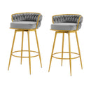 Modern Low Back Upholstered Counter Height Bar Stools (Set of 2)