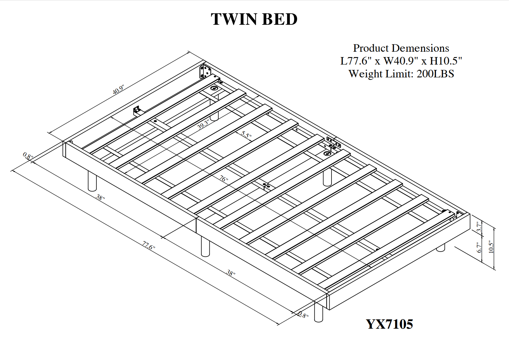 Modern Design Twin Size Floating Platform Bed Frame for White Washed Color - Atlantic Fine Furniture Melbourne FL