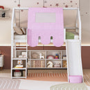 Loft Bed With House Shaped Frame And Tent