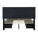 Queen Size Upholstered Platform Bed with Rivet-decorated Headboard, LED bed frame and 4 Drawers, Gray