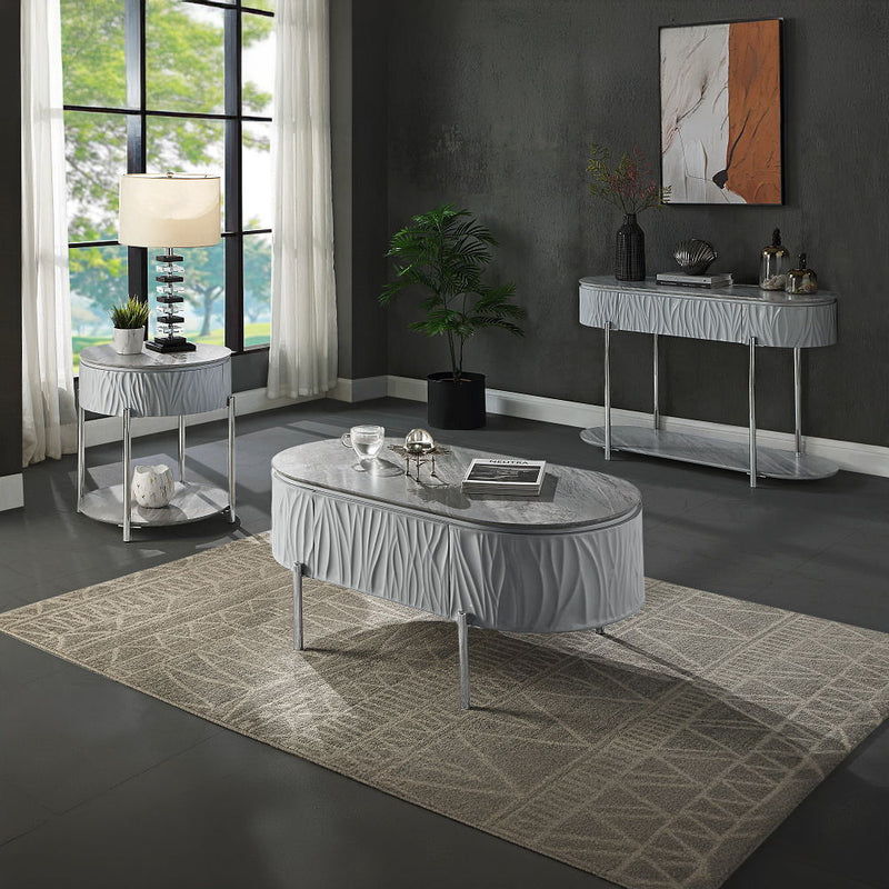 Yukino - Sofa Table - Gray High & Chrome