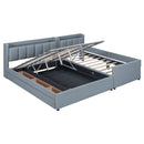 Upholstered Mother & Child Bed With Hydraulic Storage System, Drawer Box, Bedhead Storage Shelf And 2 Pairs Of Sockets & USB Ports