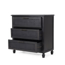 Newell - Cane 3 Drawer Dresser - Dark Gray