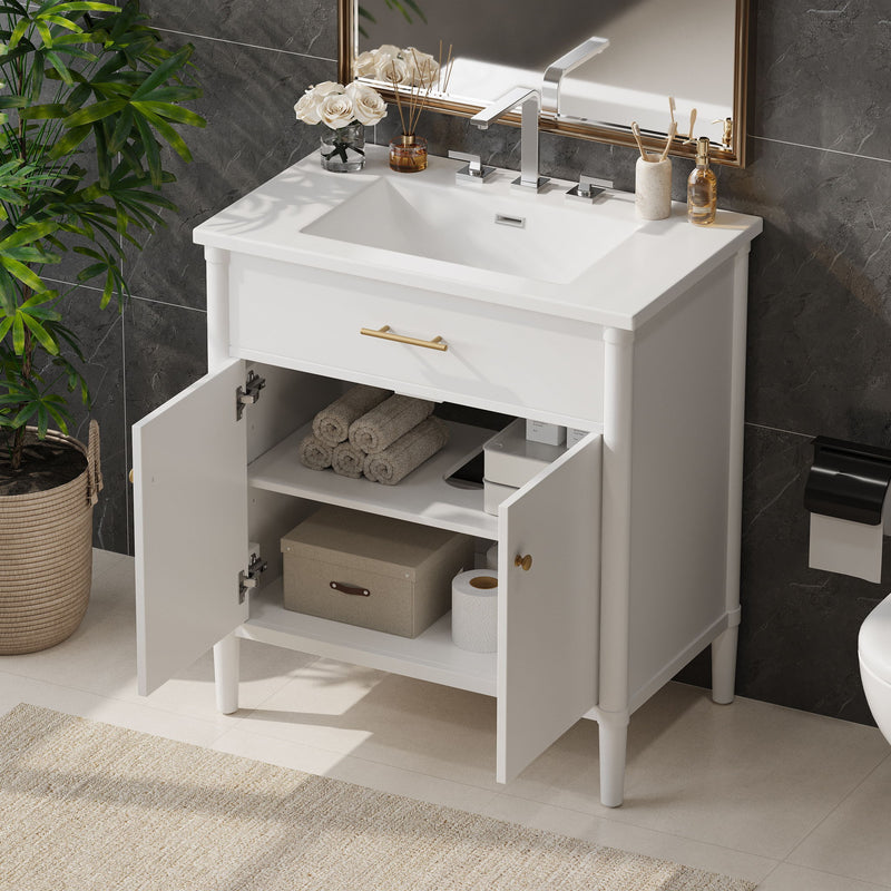 Bathroom Vanity With Sink, Soft Close Doors And Adjustable Shelf