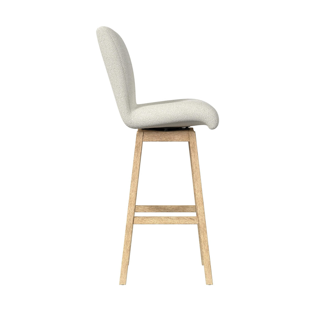Cambrie Upholstered Swivel Bar Stool With Boucle (Set of 2) in Beige / Natural by Elements International, view 2