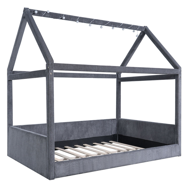 Upholstered House Style Daybed With LED Light Strips