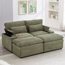 Convertible Loveseat Sofa With Storage And USB Ports - Green