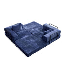 Convertible Floor Sofa Bed With Pillow Back Support Armrest