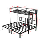 Twin over Twin & Twin Bunk Beds for 3, Twin XL over Twin & Twin Bunk Bed Metal Triple Bunk Bed, Black(Pre-sale date: February 8th.)
