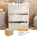 Freestanding Bathroom Vanity With Ceramic Sink, 2 Full Extension Drawers