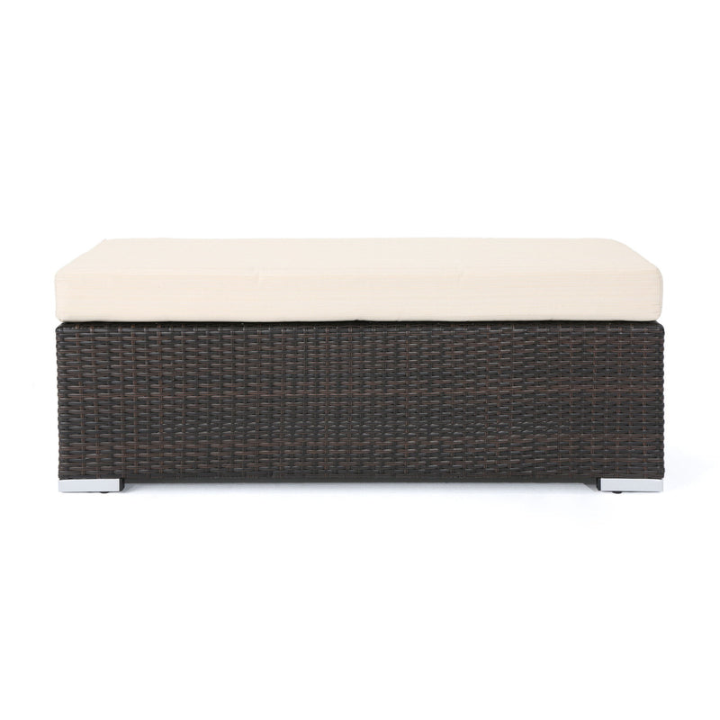 Enthrallia - Outdoor Wicker Bench With Foam Filled Cushion