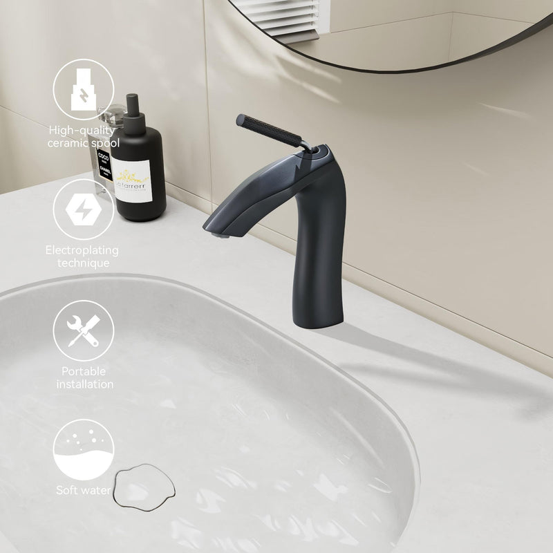 Contemporary Single Handle Lavatory Basin Sink Faucet Brass - Matte Black