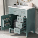 30" Bathroom Vanity With Sink Combo, Bathroom Cabinet With Drawers - Green