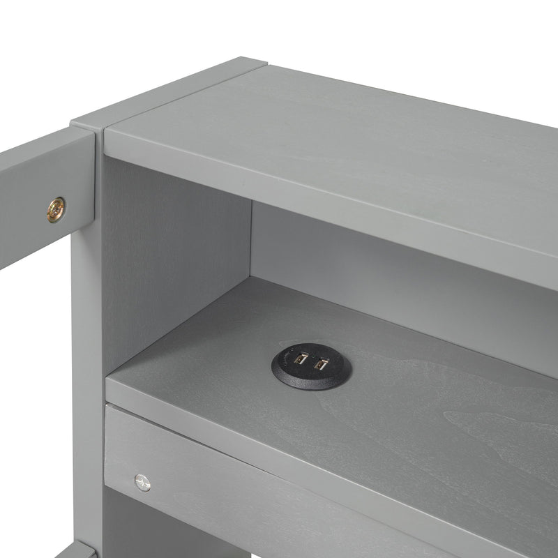 Daybed With 2 Trundles, 3 Storage Cubbies, Built In USB Charging Light