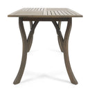 Transitional Acacia Wood Dining Table With Slat Panel Top - Gray