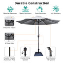 8.8' Outdoor Aluminum Patio Umbrella With 42 Pound Square Resin Umbrella Base
