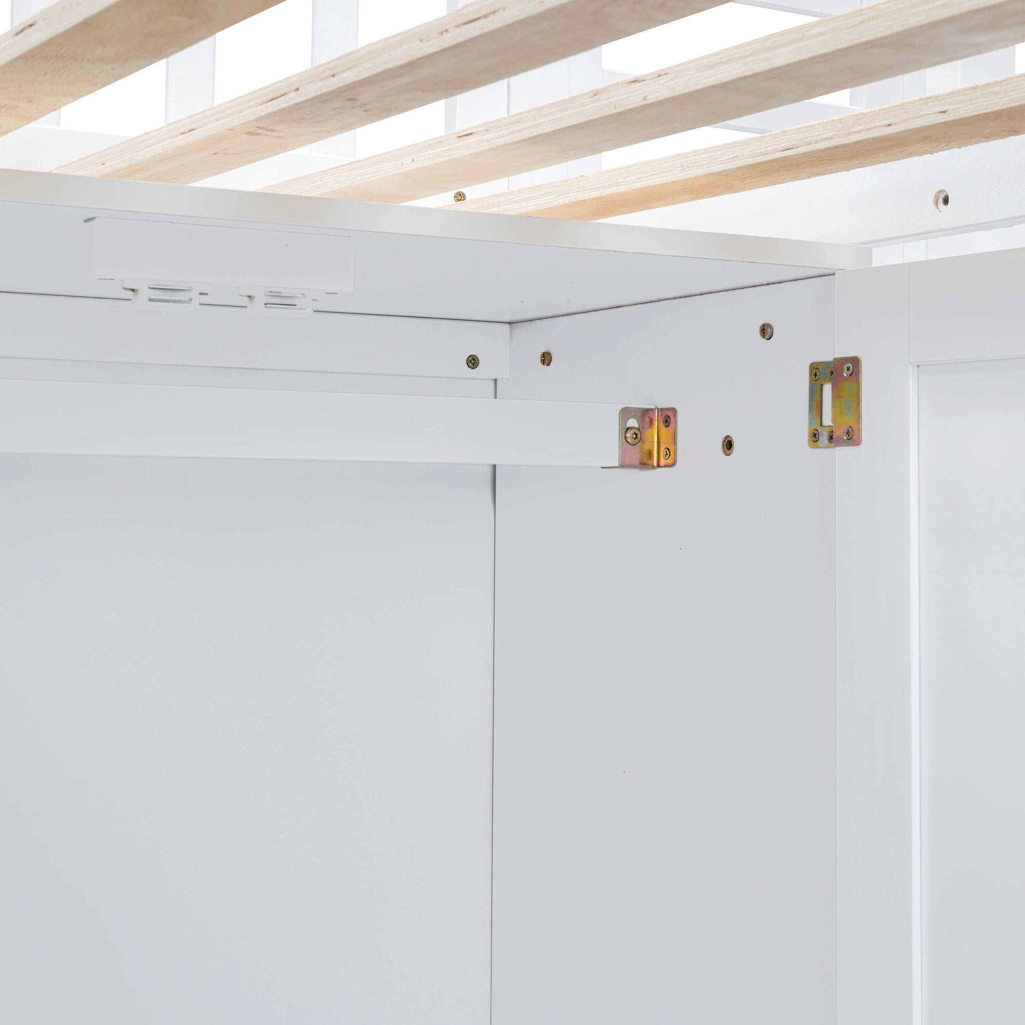 Twin size Loft Bed with Bookshelf,Drawers,Desk,and Wardrobe-White - Atlantic Fine Furniture Melbourne FL