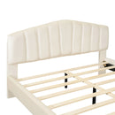 Platform Bed With Thick, Stylish Stripe Decorated Bedboard And Elegant Leg