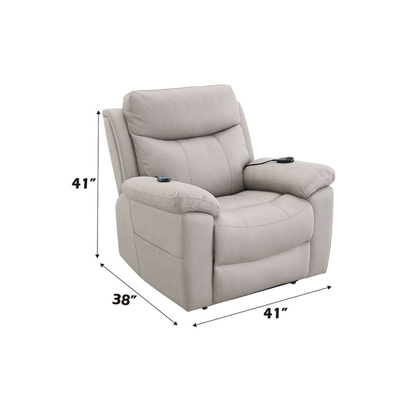 Chriki - Power Recliner With Lift & Heating & Massage - Beige Chenille & Black Finish