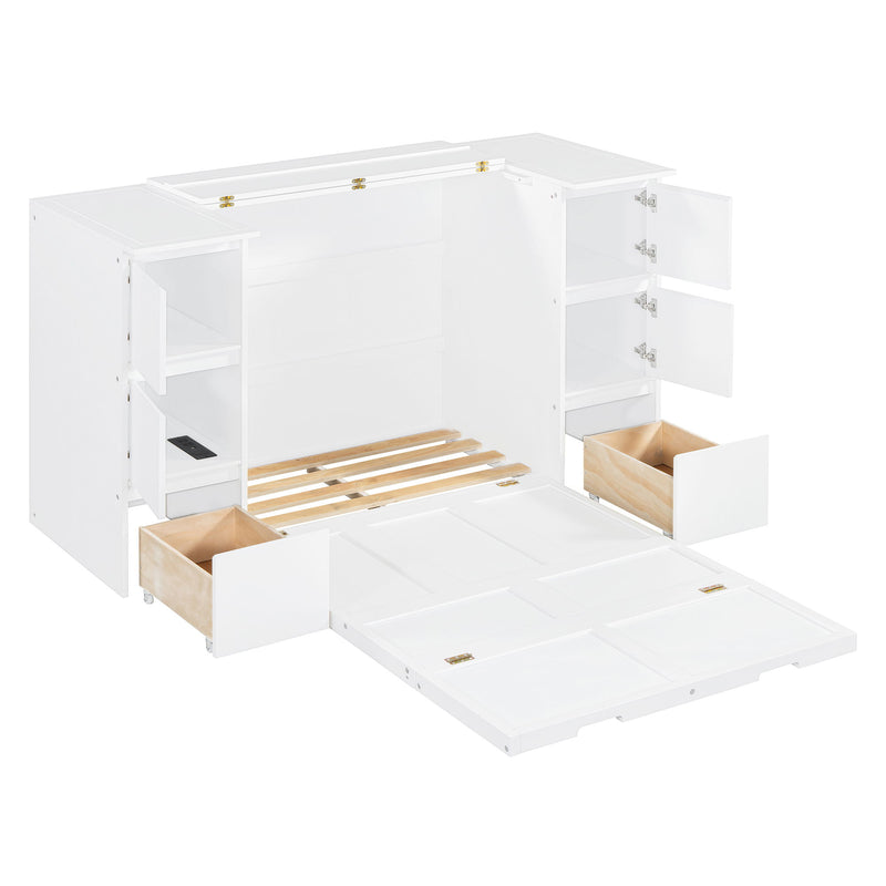 Murphy Bed With Drawers, Cabinets, And USB Ports