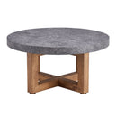 Modern Retro Texture Round Coffee Table With Crossed Legs - Gray