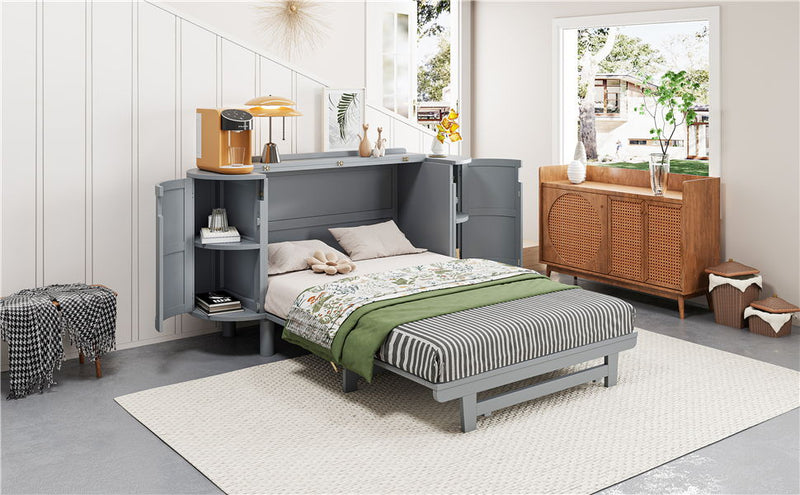 Murphy Bed With Hidden Storage & Modern Woven Design